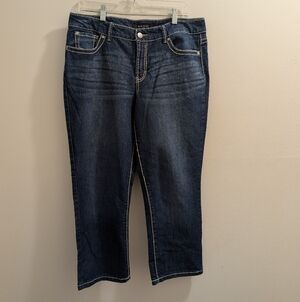 Nine West Jeans Size 12/30 Average Dark Wash Denim Capri Crop Pants Embroidered